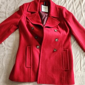 Tommy Hilfiger Women’s Red Double-Breasted Pea Coat